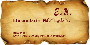 Ehrenstein Mátyás névjegykártya
